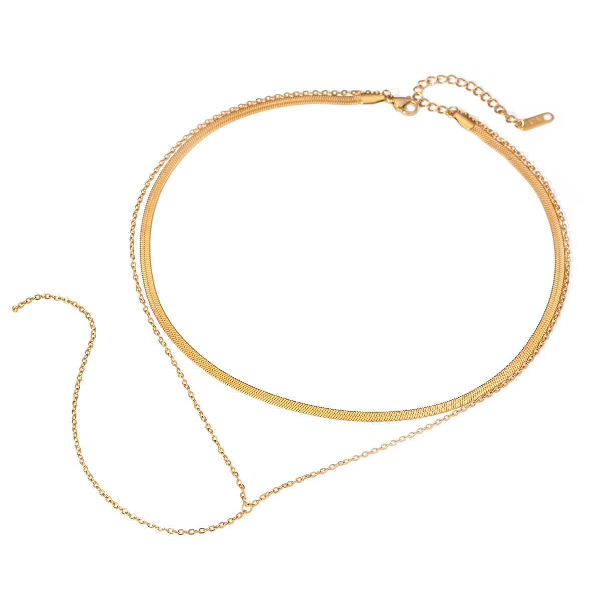 Minimalist 18K PVD Plated Light Cozy Stainless Steel Double Layer Y Shaped Necklace Chain Trendy Women Premium Jewelry Bijoux